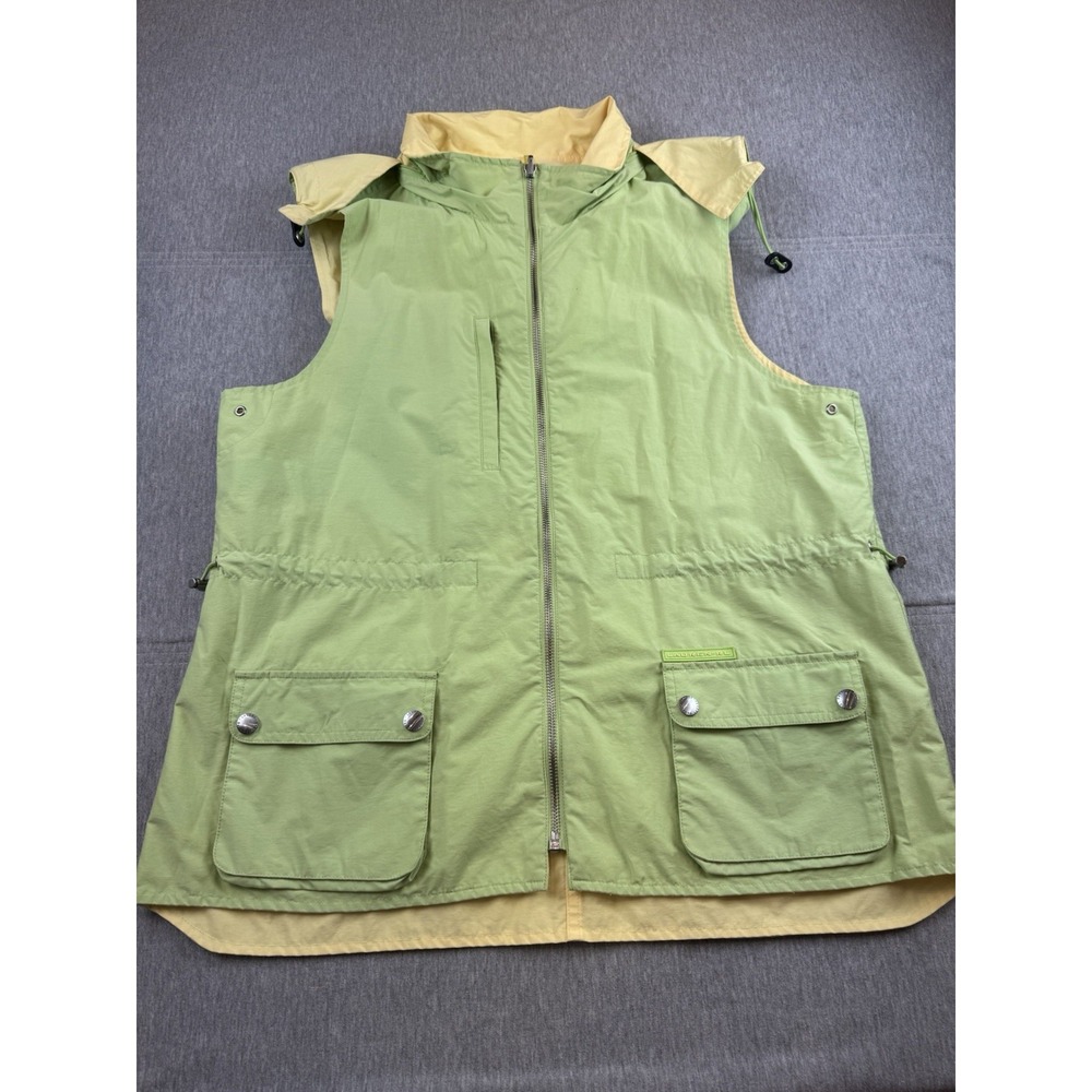 Ralph‎ Lauren Reversible Cargo Vest Large Lime Green & Yellow Hoodie Cottage